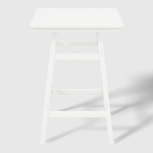WestinTrends Malibu Square Outdoor Patio Bistro Bar Table with Umbrella Hole 42" Tall, White