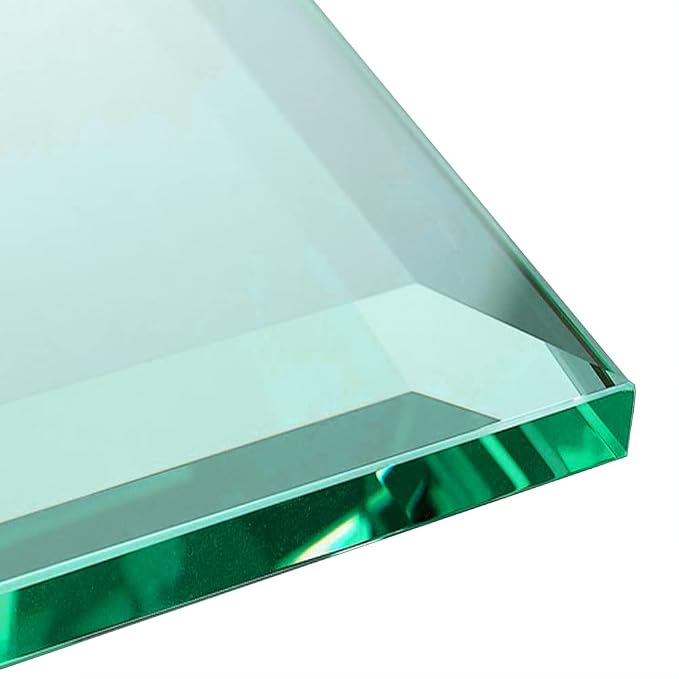 "35"" Inch Round Glass Table Top 1/2"" Thick Tempered Beveled Edge by Fab Glass and Mirror", clear