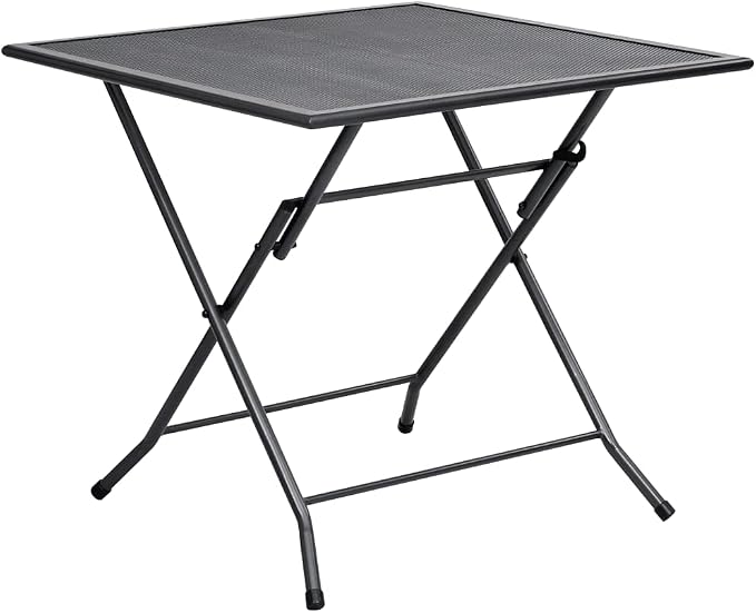 5 Piece Patio Dining Set, Metal Bistro Table and Chairs for Backyard Balcony, Powder Coated Steel Garden Furniture Set with 31.5 Inch Square Table, Anthracite