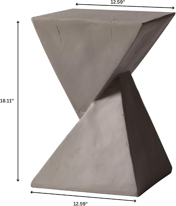 LeisureMod Modern Side Table Square Fiberstone Accent End Stool for Home Outdoor Patio Table Living Room Night Stand, Weather-Resistant, Glint in Grey