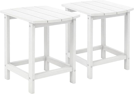 Tangkula Outdoor Side Table, Weather Resistant Adirondack Table, Outdoor Indoor Chairside End Tables, Waterproof HDPE, for Patio Poolside Porch Backyard, Easy Assembly, 19 x 14.5 x 18 Inch (2, White)
