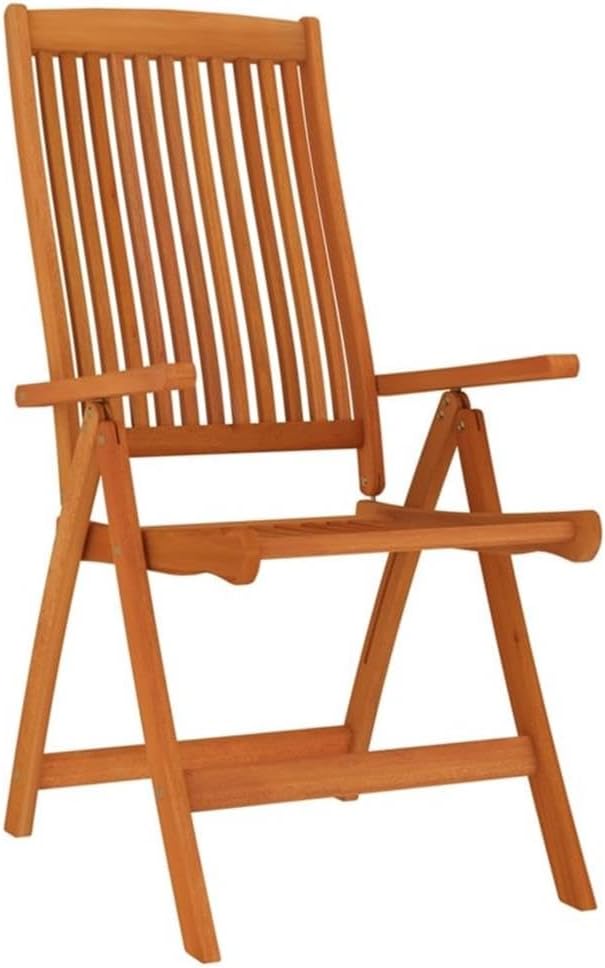 Afuera Living Solid Eucalyptus Wood Patio Dining Set, Reddish-Brown Finish, Foldable Chairs with Multi-Position Backrests, Weather-Resistant, Includes Table and 4 Chairs, Outdoor Garden Deck Dining