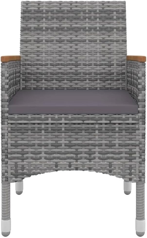 Afuera Living Contemporary PE Rattan Patio Dining Set, Gray Finish, Weather-Resistant, Includes Table and 4 Chairs with Cushions, Modern Outdoor Furniture for Garden or Patio, Seats 4