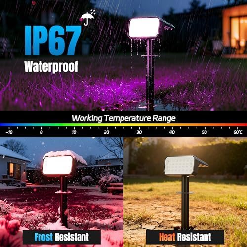 Solar Spot Lights Outdoor RGB Color Changing, 10 Pack, 28 LED | IP67 Waterproof, 7 Modes Auto On/Off, for Yard Garden Pathway Walkway Tree Patio Driveway