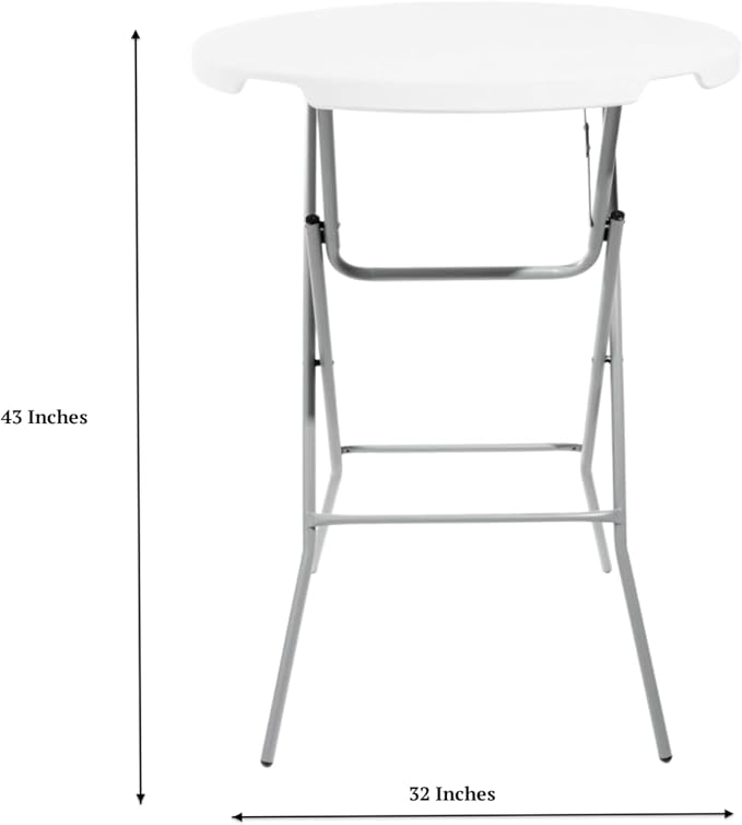 PRO&Family 32 Inch Round Cocktail Table White Tall Round Table Foldable Bar Table Outdoor High Top Table Foldable High Top Table Bar Height Folding Table Cocktail Tables for Parties Bar Height (9)