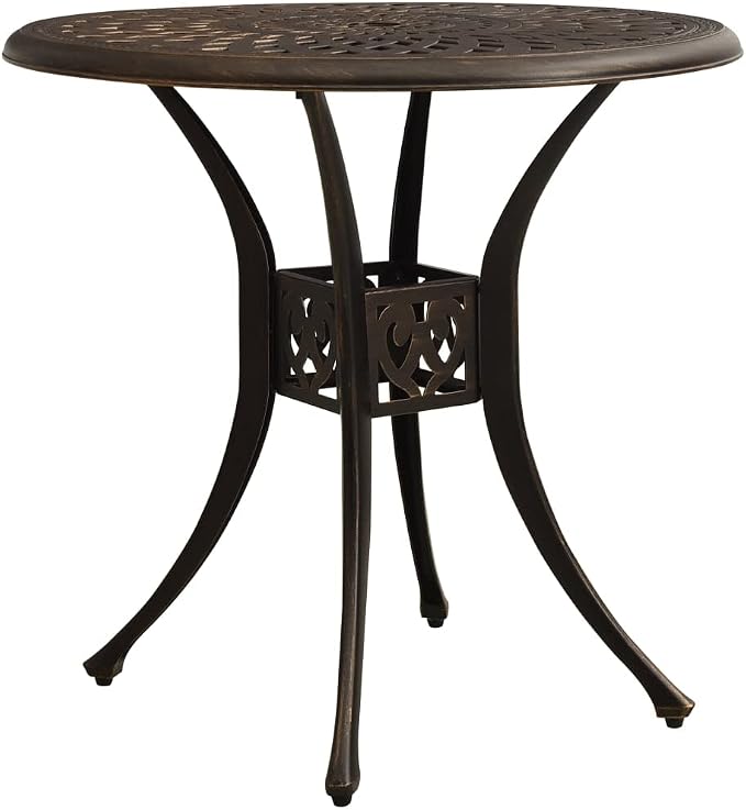 Patio Table Bronze 30.7"x30.7"x28.3" Cast Aluminum, Outdoor Dining Table, Outdoor Patio Table, Outdoor Bar Table, Bistro Table for Patio Balcony Proch Poolside