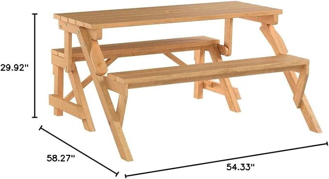 Merry Garden Interchangeable Wooden Picnic Garden Bench Outdoor Patio Dining Table, Natural,White