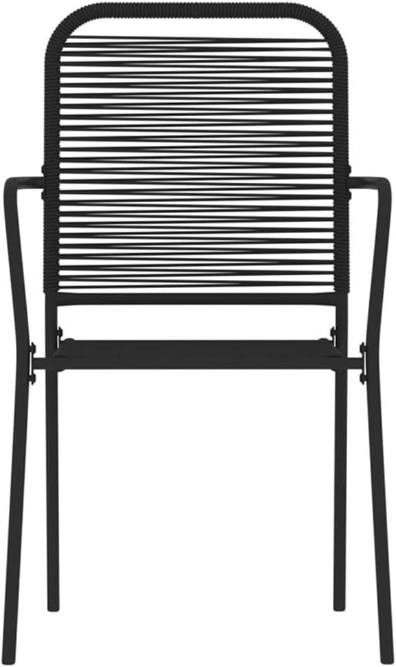Bowery Hill Powder-Coated Steel 5-Piece Patio Dining Set, Rectangular Glass Table and 4 Cotton Chairs, Weather-Resistant Durable Construction, Black Finish, Compact Outdoor Garden or Balcony Furniture