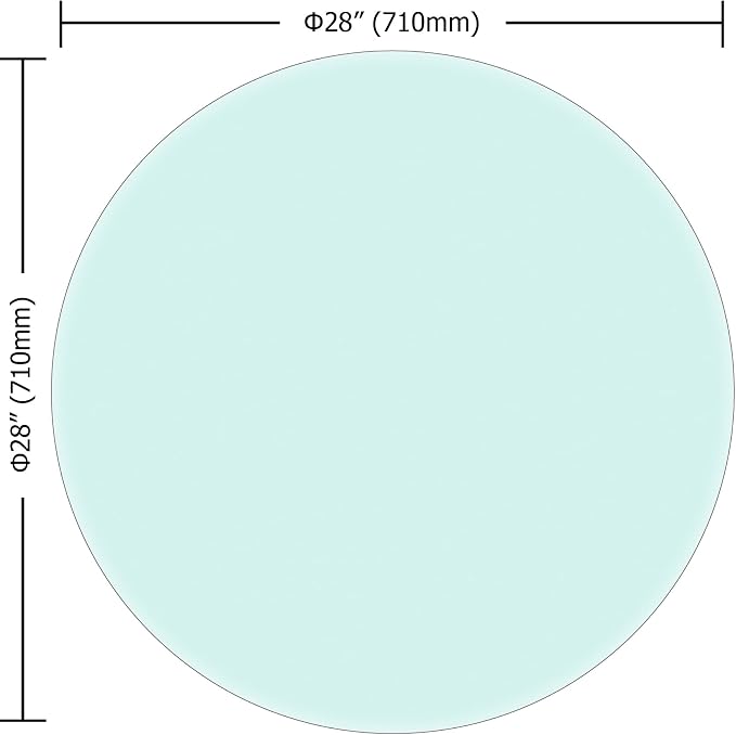 28" Round Glass Table Top - 3/8" Thick Beveled Edge Tempered Glass, Replacement Glass Table Top for Kitchen/Patio