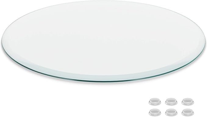 The Better Bevel 30 inch Round Glass Table Top - Clear Tempered Glass Surface Protector - Safe Beveled Edge - Coffee, Dining and End Table