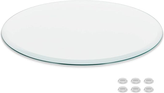 The Better Bevel 30 inch Round Glass Table Top - Clear Tempered Glass Surface Protector - Safe Beveled Edge - Coffee, Dining and End Table