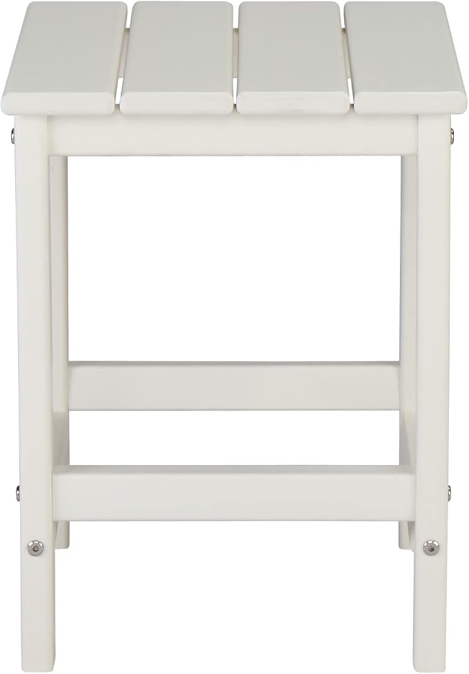 Patio Side Table, Pool Composite Patio Table,HDPE End Tables for Backyard,Pool, Indoor Companion, Easy Maintenance & Weather Resistant (Style 1-White)