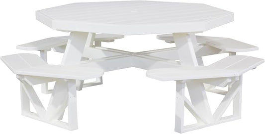 Furniture Barn USA Poly Lumber Octagon Picnic Table, White