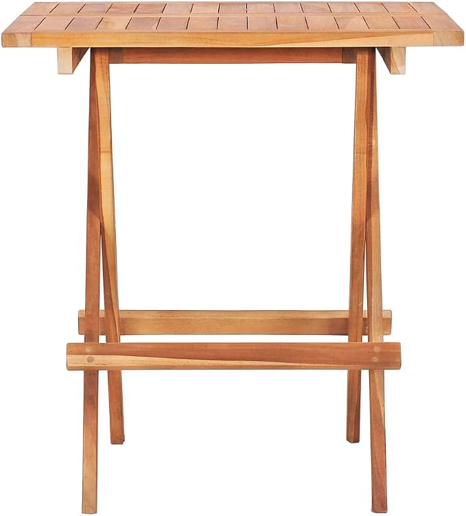 3-Piece Folding Bistro Set, Solid Teak Wood Patio Dining Furniture, Space-Saving Square Table and Two Chairs for Garden, Balcony, Terrace, and Outdoor Seating