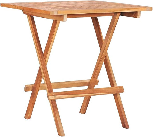 vidaXL Bistro Table, Folding Patio Table, Outdoor Dining Table, Garden Furniture for Front Porch Deck Lawn Backyard Balcony, Farmhouse, Solid Teak Wood