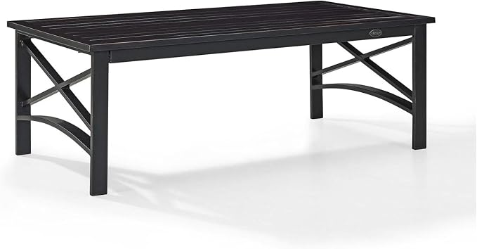 HomeStock Island Oasis Outdoor Metal Coffee Table with Slatted Top,Powder-Coated,Sturdy Weather-Proof Steel,Hand-Painted,Durable - 23.5" D x 39.25" W x 13.75" H Oiled Bronze Finish