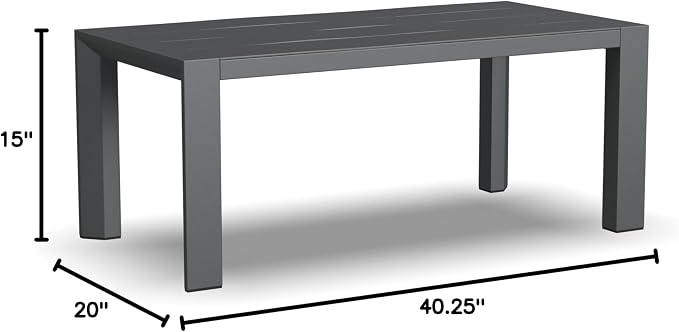 Homestyles Grayton Outdoor Coffee Table – 40-Inch Wide Aluminum Patio Table, Slatted Top, Rust-Resistant Frame, Easy Assembly, Gray