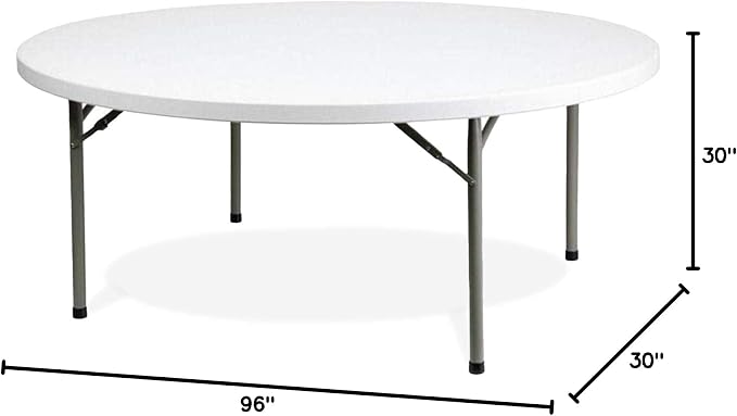 EventStable TitanPRO Plastic Folding Table - Sturdy Outdoor Folding Table - Lightweight Fold Up Table for Weddings Cocktail Parties patios - 72'' Round - 5 Pack