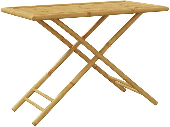 Bamboo Folding Patio Table 43.3x21.7x29.5 Inches, Outdoor Garden Table with Slatted Top for Ventilation, Easy Foldable Design for Storage and Transport, Natural Wood Finish