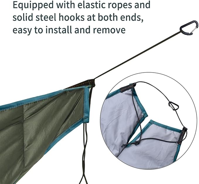 Hammock Underquilt, Lightweight Portable Outdoor Camping Underquilt with Elastic Rope & Steel Buckle, Warm Insulation for Single & Double Hammock Outdoor Use (Army Green)