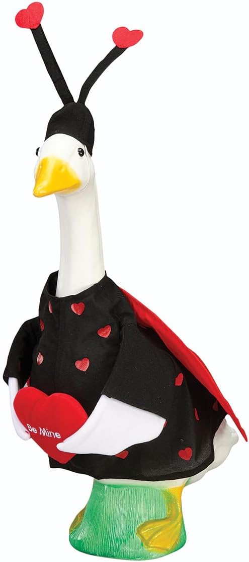 Gaggleville Love Bug Goose Outfit, Fits Large 23" H Statue, Valentine | Ladybug Costume for Lawn D�cor, Polyester, by Fox Valley Traders