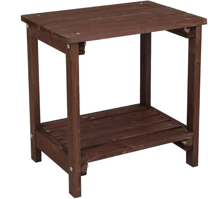 Rectangular Fir Wood Side Table, Light Brown Outdoor/Indoor End Table for Patio, Living Room, or Bedroom 20x14x20 Inch