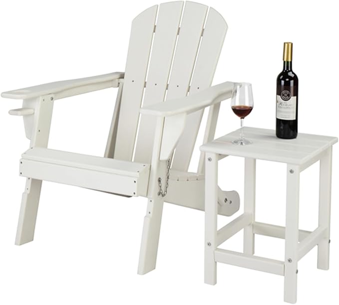 BOYANG 14x14x18.5in Square Side Table, Single Layer HDPE Outdoor Side Table, Composite Patio Side Table, Small Outdoor Coffee Table for Lawn, Garden, Pool, Balcony (White)
