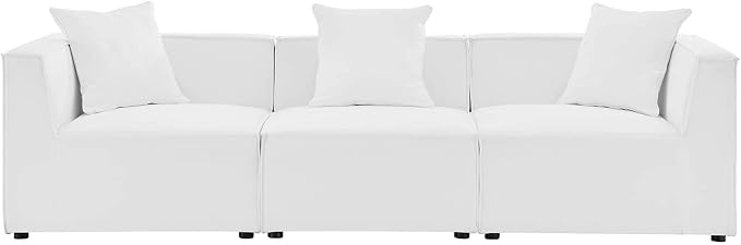 Modway EEI-4379-WHI Saybrook Patio Upholstered 3-Piece Sectional Sofa in White