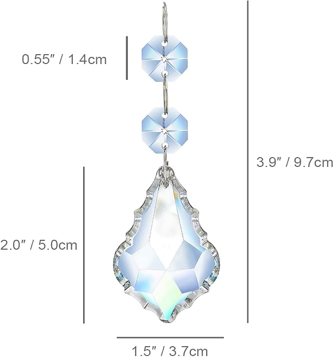 20pcs Crystal Chandelier Prism Pendant, 50mm Suncatchers Hanging Crystals | Clear Maple Leaf Crystal Sun Catcher Beads for Chandelier Christmas Tree Decoration