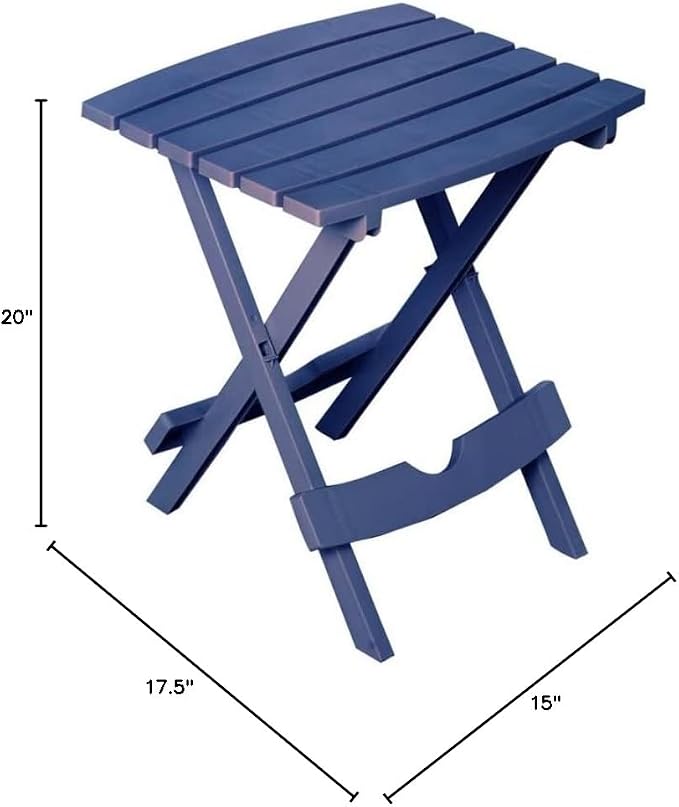 Adams Quik-Fold Outdoor Plastic Side Table, Monaco Blue, 15"