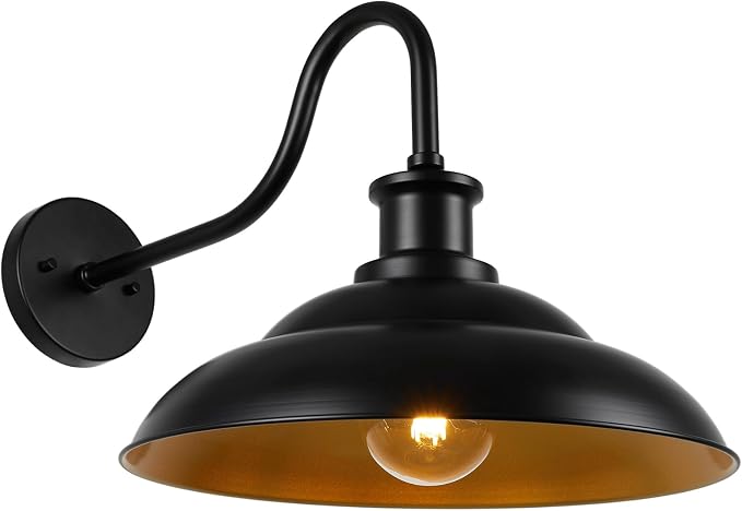 Outdoor Barn Light Fixture, 16 Inch Dome Large Wall Sconce Farmhouse Exterior Wall Mount Light for House Garage Patio Doorway
