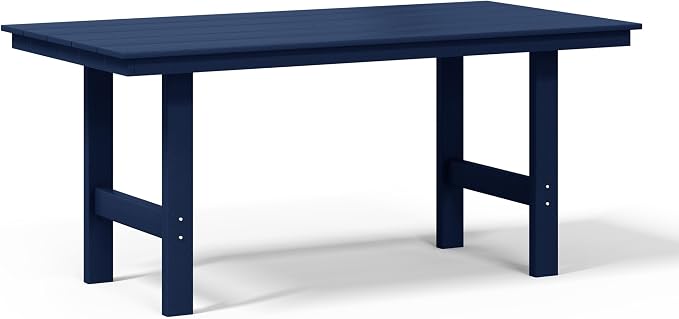 WestinTrends Ashore Outdoor Modern HDPE 66" Wide Rectangle Patio Dining Table for 6, Navy Blue