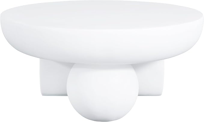 Christopher Knight Home Rico 27.5" Outdoor Coffee Table with Spherical and Cylinder Leg, MGO Round End Table with Ball Legs, No Assembly Patio Table for Poolside/Balcony/Backyard, White