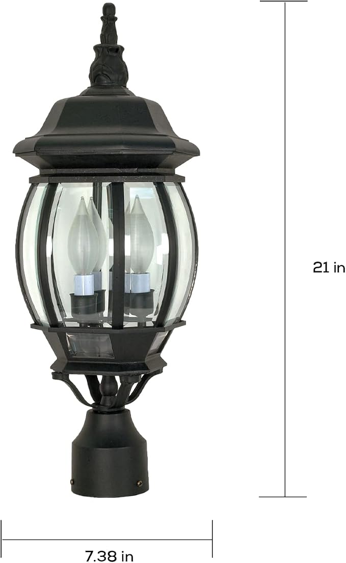 Nuvo 3 Light - 21 in. Post Lantern - Clear Beveled Glass
