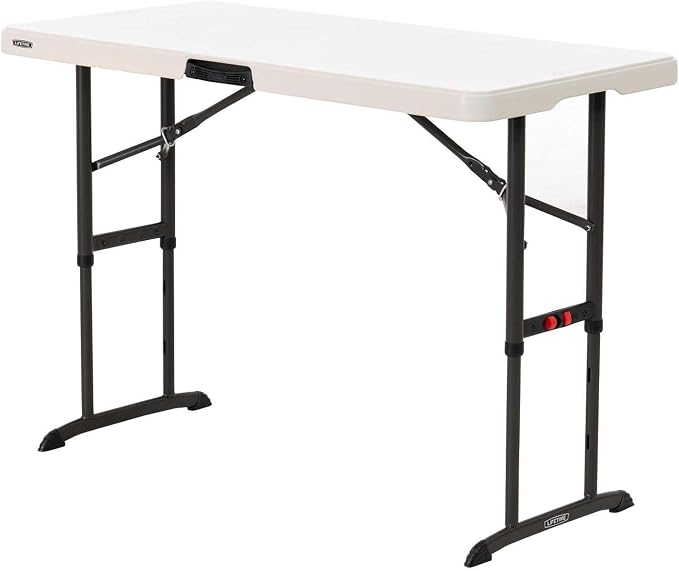 LIFETIME 80387 4-Foot Commercial Adjustable Folding Table, Almond