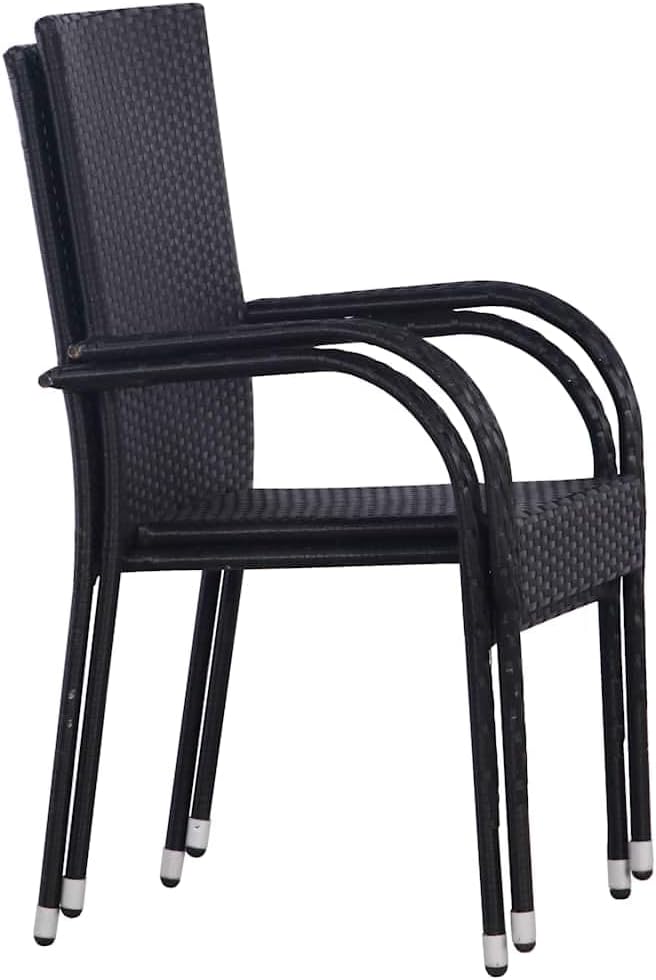 3 pcs Set Patio Dining Set & Balcony Furniture Black Poly Rattan Outdoor Patio Furniture Set Patio Conversation Set for Backyard Front Porch Lawn 43.3 x 20.9 x 28.3 in