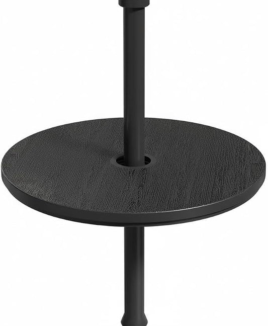 Umbrella Table, Umbrella Side Table, Patio Umbrella Table Tray with Hole, Beach Umbrella Base Table, Outdoor Table with Umbrella Hole for Garden, Balcony, Deck, Poolside, Black