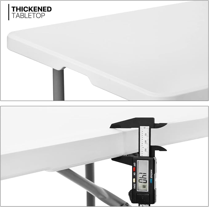 MoNiBloom 4Ft Folding Card Table Set, Outdoor Foldable Portable Plastic Dining Picnic Cookout Table w/Height Adjustable and Handle, Set of 5 White