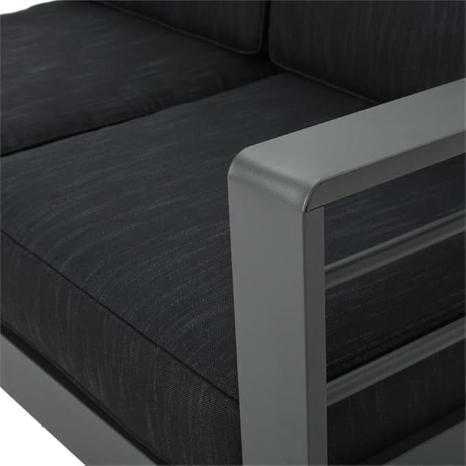GDFStudio Noble House Cape Coral 5 Piece Outdoor Aluminum Conversation Set in Gray