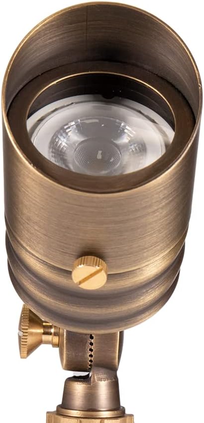 VOLT Fat Boy 12V Brass Outdoor Mini Spotlight (Bronze) with 5W 2700K Warm White 400 Lumen MR16 LED Bulb for Low Voltage Landscape Lighting of Yard, Lawn, Garden, Patio, Trees & House