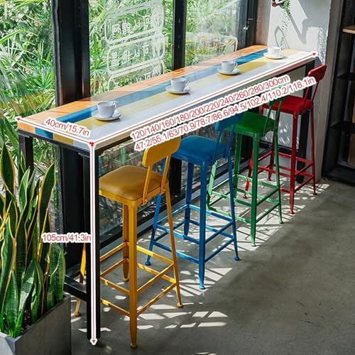 Vibrant Modern Solid Wood Bar Table, Counter-Height Kitchen Island Dining Table, Narrow Rectangular Design for Balconies & Outdoor Bars, 15.7x78.7in, No Stools Included