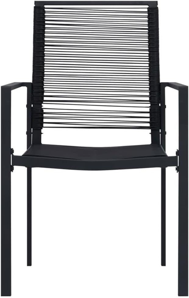 Afuera Living 7-Piece Patio Dining Set, Rectangular Black Glass Table, Powder-Coated Steel Frame, Weather-Resistant Modern Outdoor Furniture with 6 Chairs, Comfortable Seating for Garden or Terrace