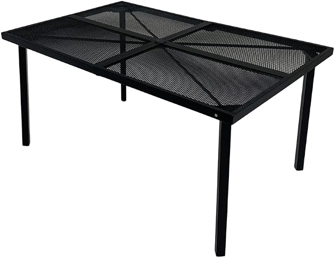 56" Square Patio Dining Table for 4, All-Weather Patio Table with Umbrella Hole, Outdoor Round Dining Table for Lawn Garden Porch, Black