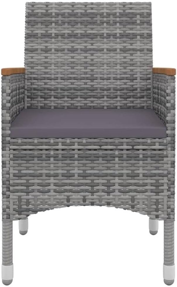 Afuera Living Contemporary Patio Dining Set, Poly Rattan in Gray, 31.5 x 31.5 x 29.1 in, Square Table with Cushioned Chairs, Weather-Resistant, Powder-Coated Steel Frame, Modern Design for Garden or