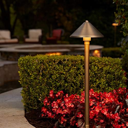 VOLT Conehead 12V Brass Path Light (Bronze) & 3W 2700K G4 LED Bulb | 12-Foot Diameter Illumination, 300 Lumens, Warm White Light, Low Voltage, Ideal for Pathway Walkway Garden Driveway or Patio