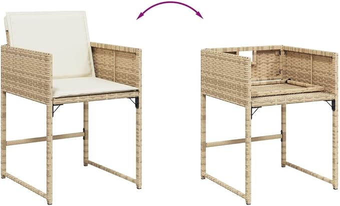 11 pcs Set Patio Dining Set & Outdoor Dining Set Beige PE Rattan Garden Dining Set for Lawn Backyard Front Porch 108.3 x 41.7 x 28.7 in