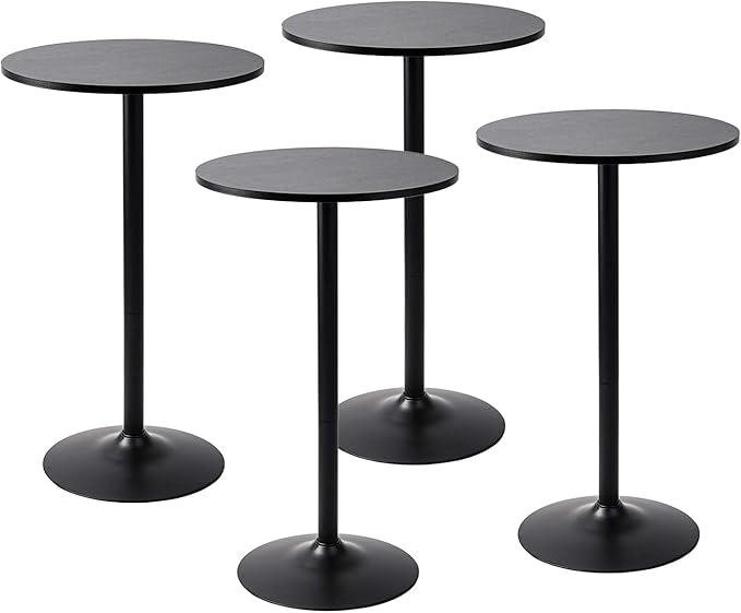 Pearington Round Bar Height Pub Table, Black, 4pk