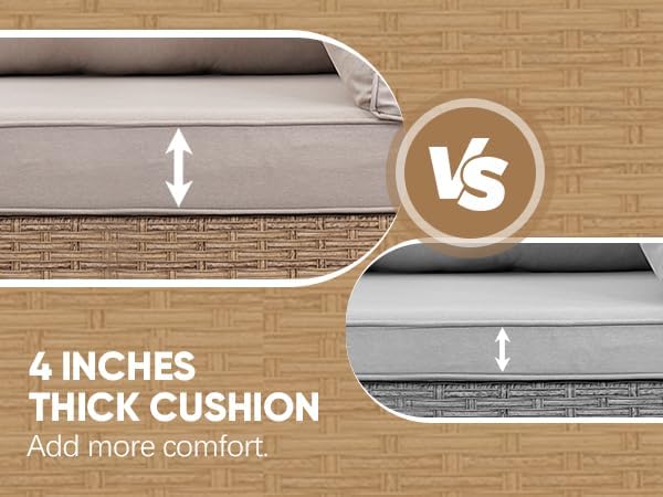 JOYURE 3 Piece Wicker Patio Furniture Set,Outdoor Conversation Loveseat Sectional Sofa w/Coffee Table,All-Weather Outdoor Sofa with Thick and Anti-Slip Cushions for Deck,Poolside,Garden,Beige