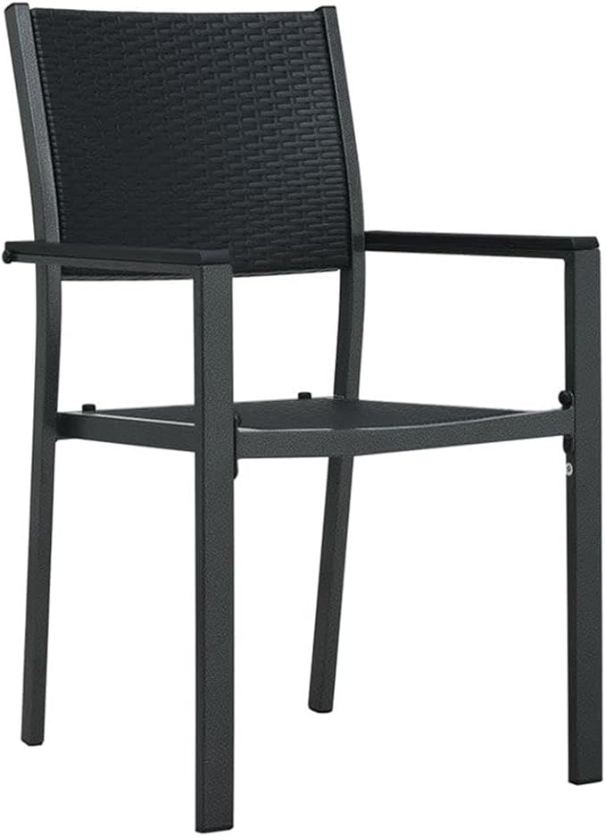 Afuera Living 3-Piece Powder-Coated Steel Garden Dining Set, Black Finish, Square Table with 2 Chairs, Rattan Texture, Lightweight and Portable, Comfortable Outdoor Patio Furniture for Terrace or