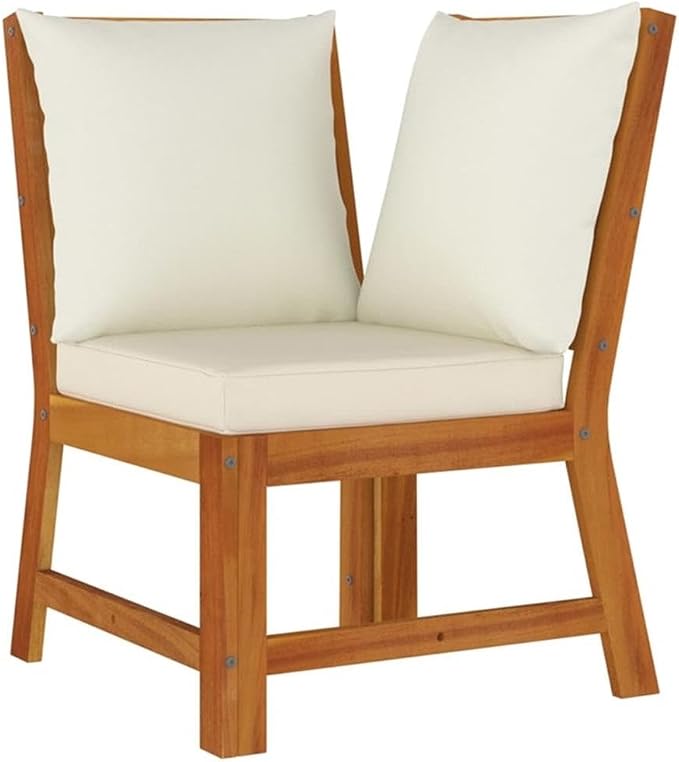 Afuera Living 5-Piece Modular Patio Dining Set, Solid Acacia Wood, Natural/Brown Finish, Weather-Resistant Cushions, Smooth Retro Design, Includes Benches and Sofa, Outdoor Garden or Terrace Seating